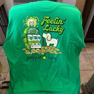 Women’s Bright Green 'Feelin' Lucky' Puppy Graphic Tee